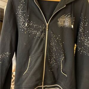 BCBG Black Hoodie with silver Dot Design